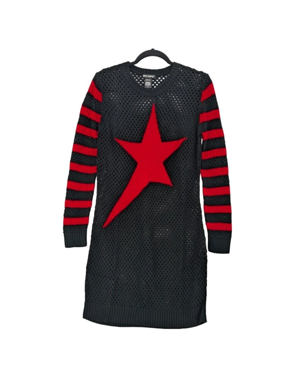 Star Sweater Dress Mesh Knit Striped‎ Sleeves Goth Grunge Alternative Emo Medium